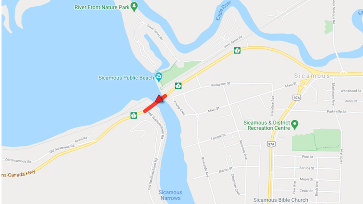 Accident On Sicamous Bridge Slows Highway 1 Traffic | CFJC Today Kamloops