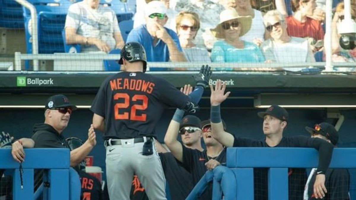 Playing alongside his brother, Parker Meadows homers on first pitch