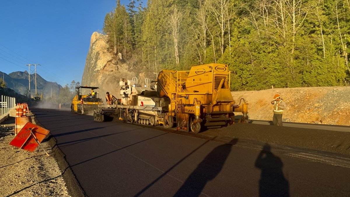 Highway paving ongoing throughout central vancouver island 106 9 the wolf