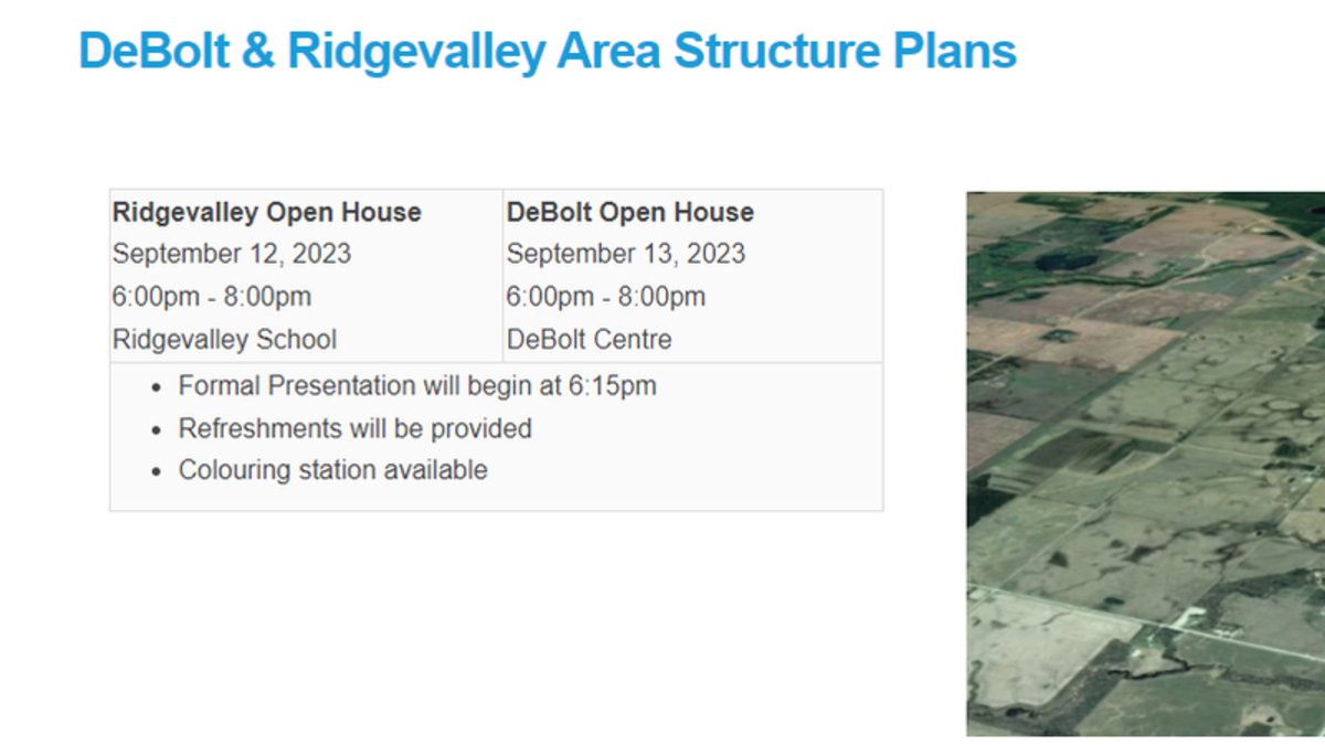 MD of Greenview holding open houses for Ridgevalley and DeBolt area