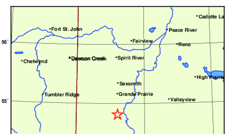 A 4.5 magnitude earthquake was reported near Grande Prairie