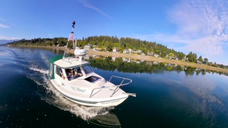 Small boat mapping ‘coastal squeeze’ and shore line of central Vancouver Island