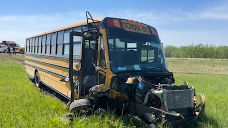 Stolen school bus in multiple collisions on Alberta highway ...